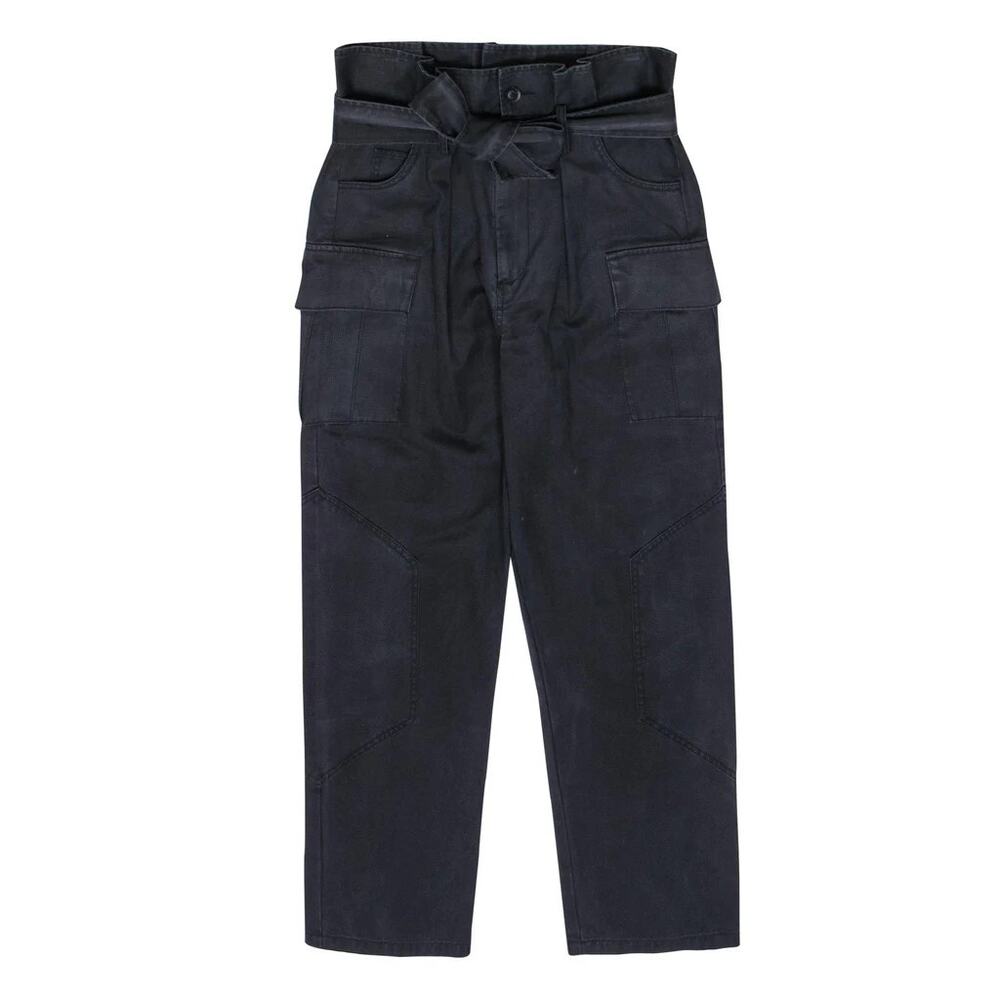 Marissa Webb Sz 6 Navy Blue Bryn Paperbag High Waist Belted Tapered Cargo slim